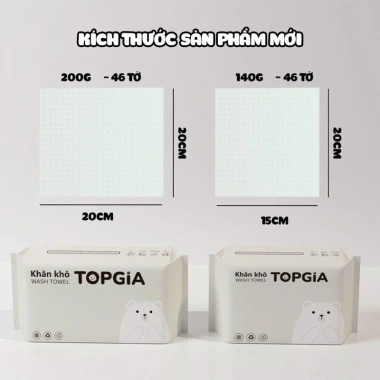 Khăn mặt khô Topgia 140g - Siêu mềm, thấm hút nhanh, Giá chỉ 35.000đ (Giảm từ 44.100đ)