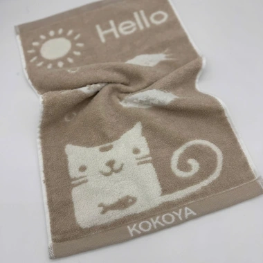 Khăn mặt trẻ em Kokoya cao cấp 100% cotton hình mèo cá - Giá chỉ 32.000đ