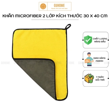 Khăn Microfibre 2 Lớp Lau Xe Ô Tô và Nhà Cửa 30x60 cm - Siêu thấm Giá chỉ 20.000₫