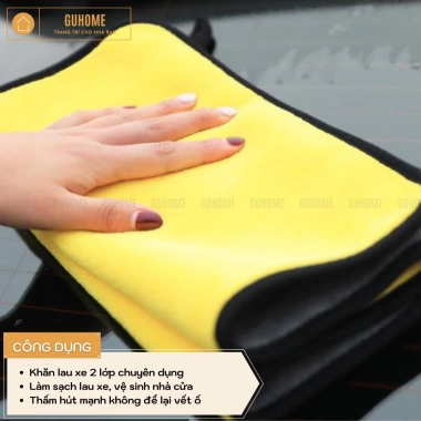 Khăn Microfibre 2 Lớp Lau Xe Ô Tô và Nhà Cửa 30x60 cm - Siêu thấm Giá chỉ 20.000₫