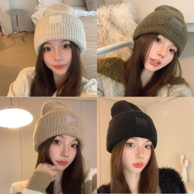Khăn Mũ Len Mùa Đông Nữ Hàn Quốc iLita - Bucket Lông Cừu Ulzzang Đẹp, Thời Trang, Trắng & Nâu