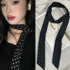 Khăn phụ kiện hoạ tiết chấm bi dây turban nâu đen, quàng cổ, đai quần, dễ phối nữ 9