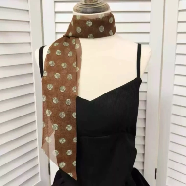 Khăn phụ kiện hoạ tiết chấm bi dây turban nâu đen, quàng cổ, đai quần, dễ phối nữ 10