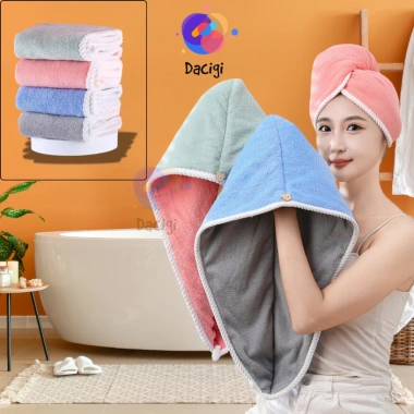 Khăn Quấn Tóc 2 Lớp Siêu Thấm Nước, Nhanh Khô - Lông Cừu San Hô Mềm, 28.077₫