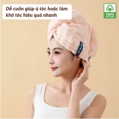 Khăn quấn tóc cotton cỡ lớn thấm hút tốt, giúp tóc nhanh khô, đa màu 37.5k