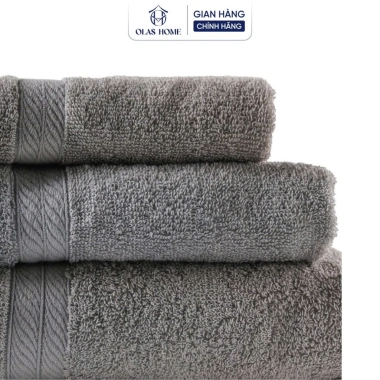 Khăn tắm cotton cao cấp màu xám - siêu thấm hút, mềm mịn, không xù lông, an toàn da nhạy cảm - chỉ 49.000₫