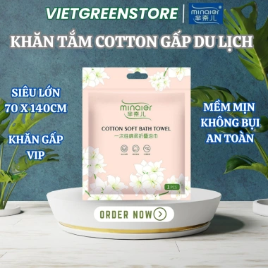 Khăn tắm du lịch dùng một lần, sợi vải phân hủy sinh học, hấp thụ mạnh, mềm mịn, không kích ứng 65.000₫