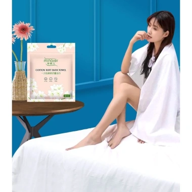 Khăn tắm du lịch dùng một lần, sợi vải phân hủy sinh học, hấp thụ mạnh, mềm mịn, không kích ứng 65.000₫