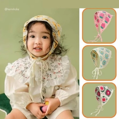 Khăn tam giác ren trùm đầu kiểu Pháp cho bé gái - Đi biển, chụp ảnh, picnic, vải chiffon, 38.500₫