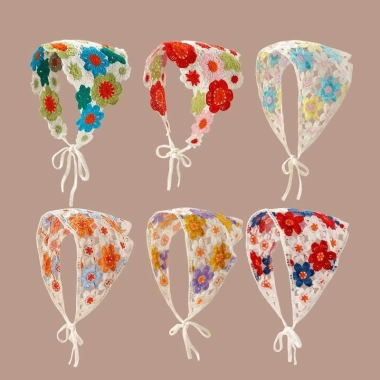 Khăn tam giác ren trùm đầu kiểu Pháp cho bé gái - Đi biển, chụp ảnh, picnic, vải chiffon, 38.500₫