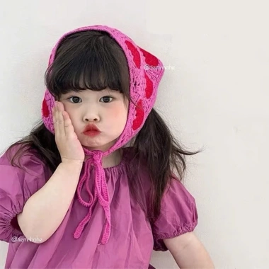 Khăn tam giác ren trùm đầu kiểu Pháp cho bé gái - Đi biển, chụp ảnh, picnic, vải chiffon, 38.500₫