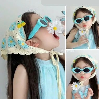 Khăn tam giác ren trùm đầu kiểu Pháp cho bé gái - Đi biển, chụp ảnh, picnic, vải chiffon, 38.500₫