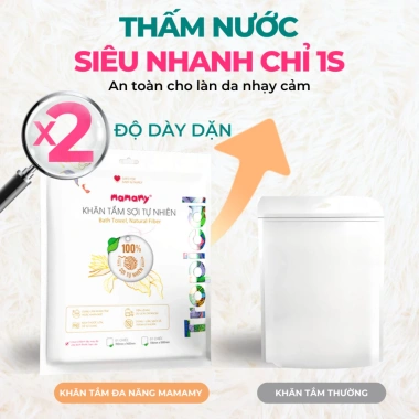 Khăn Tắm Mamamy 70x100 / 70x140 cm 100% Cotton - Mềm mại, Thấm hút, Kháng khuẩn, Giá chỉ 28.000₫ 3