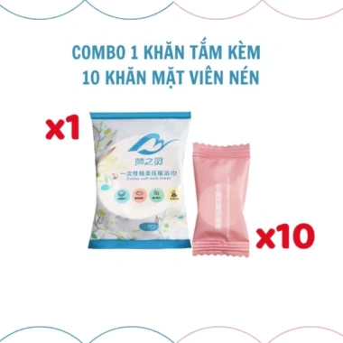 Khăn tắm nén du lịch 90g Cotton 70x140cm, dày dặn, thấm hút nhanh, dùng 1 lần, giá chỉ 5.000đ