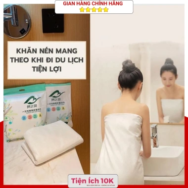 Khăn Tắm Nén Du Lịch Khổ Lớn 70x140 - Dùng 1 Lần Tiện Lợi, Giá 19.700₫