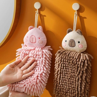 Khăn tay treo Capybara SDFG - Chenille khô nhanh, mềm, dành nhà bếp & phòng tắm