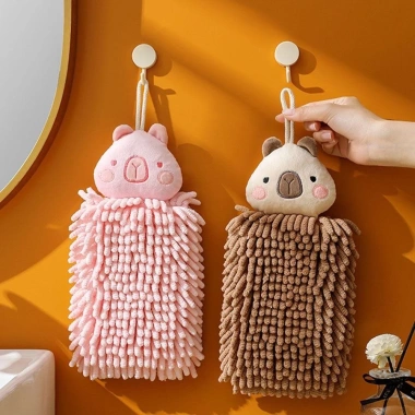 Khăn tay treo Capybara SDFG - Chenille khô nhanh, mềm, dành nhà bếp & phòng tắm