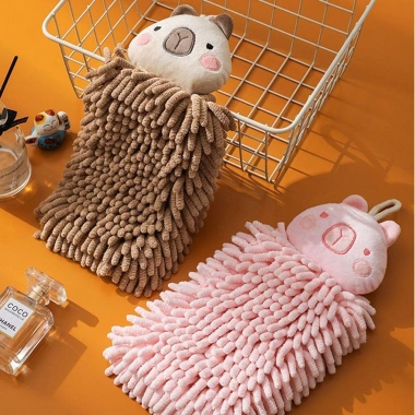 Khăn tay treo Capybara SDFG - Chenille khô nhanh, mềm, dành nhà bếp & phòng tắm