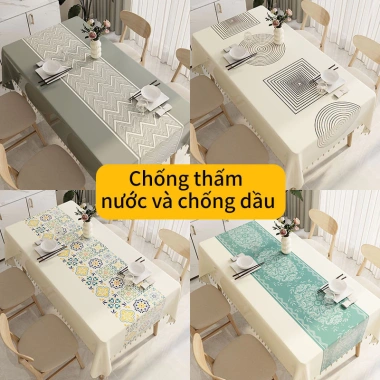 Khăn Trải Bàn Cao Cấp Chống Thấm Nước Kiểu Pháp Vải Dã Ngoại Trang Trí Bàn Cafe, Bàn Ăn, Tiện Dụng