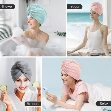 Khăn Trùm Đầu Microfiber JULEP BEAUTY - Siêu Thấm, Cài Khuy, Làm Khô Tóc, Giá 20k