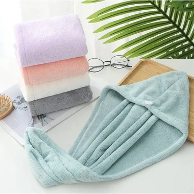 Khăn trùm đầu siêu thấm, làm khô tóc nhanh, có khuy cài - Giá chỉ 17.000₫