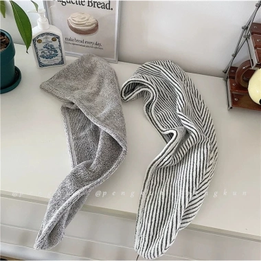 Khăn trùm đầu siêu thấm nhanh, mũ tắm Coral Fleece sợi than tre - khô tóc trong 30s