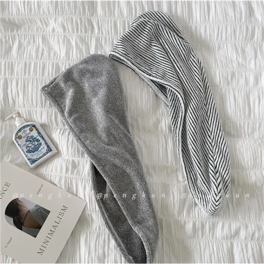 Khăn trùm đầu siêu thấm nhanh, mũ tắm Coral Fleece sợi than tre - khô tóc trong 30s