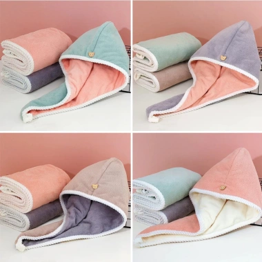 Khăn ủ tóc Mũ quấn tóc lông cừu 2 lớp dày dặn, siêu thấm, khô nhanh 25x65cm 28.420 VND