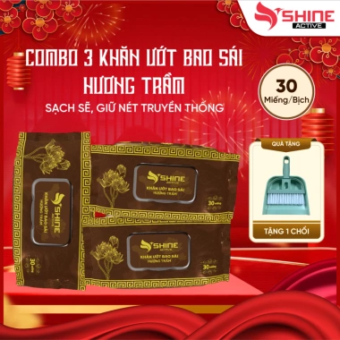 Khăn ướt Bao Sái Lau Bàn Thờ 30 Tờ – Hương Trầm Shine Active, Làm Sạch, Hương Thơm Tự Nhiên, Giá 17.000 VNĐ