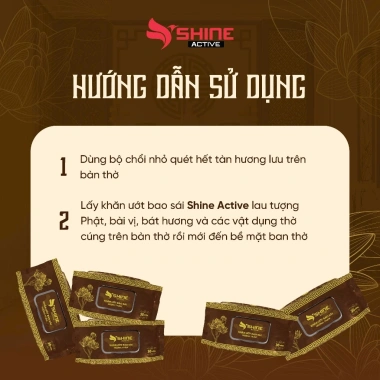 Khăn ướt Bao Sái Lau Bàn Thờ 30 Tờ – Hương Trầm Shine Active, Làm Sạch, Hương Thơm Tự Nhiên, Giá 17.000 VNĐ
