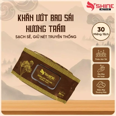 Khăn ướt Bao Sái Lau Bàn Thờ 30 Tờ – Hương Trầm Shine Active, Làm Sạch, Hương Thơm Tự Nhiên, Giá 17.000 VNĐ
