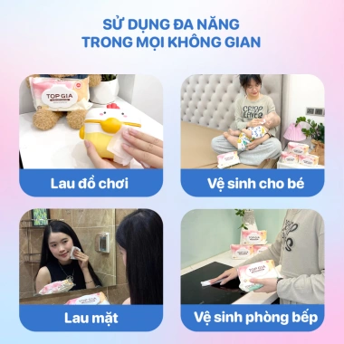 Khăn ướt Topgia 80 tờ mềm mại, không cồn, không mùi, không parabens - Giá 29.000 mẹ và bé 8