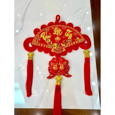 Khánh quạt liễng treo dây nhung đỏ Phụ kiện decor tết 2.026 giảm giá chỉ 200k 2