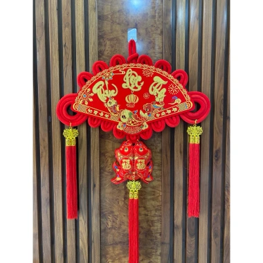 Khánh quạt liễng treo dây nhung đỏ Phụ kiện decor tết 2.026 giảm giá chỉ 200k 3