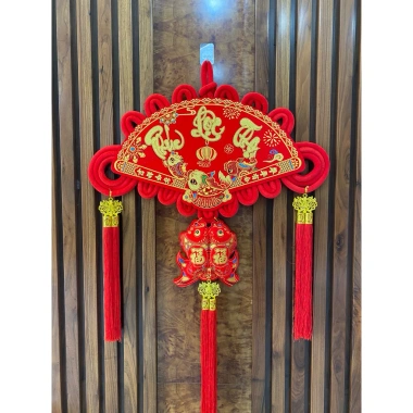 Khánh quạt liễng treo dây nhung đỏ Phụ kiện decor tết 2.026 giảm giá chỉ 200k 4