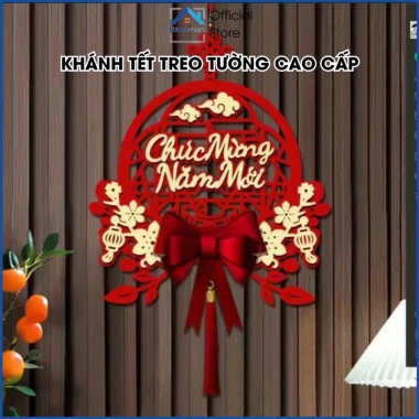 Khánh Quạt Nhung Đỏ Khắc Chữ Tết Phúc Lộc Thọ - Trang Trí Nguyên Đán 2.026 14.000đ