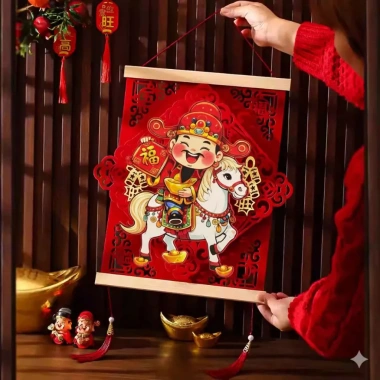 Khánh Treo Thần Tài Lắc Đầu Cưỡi Ngựa 2.026 - Vải Nỉ Chuyển Động Trang Trí Tết Bính Ngọ 95.000₫