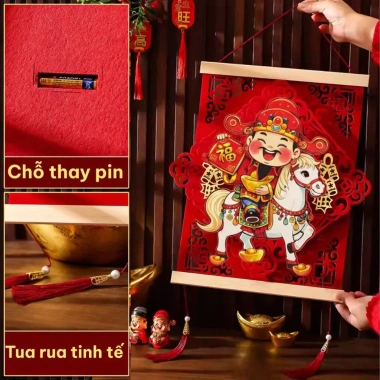 Khánh Treo Thần Tài Lắc Đầu Cưỡi Ngựa 2.026 - Vải Nỉ Chuyển Động Trang Trí Tết Bính Ngọ 95.000₫