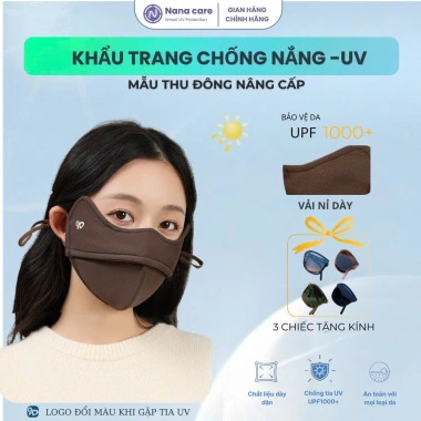 Khẩu Trang Nâng Cấp UPF1.000+ Chống Nắng Thu Đông Dày Dặn - Tặng Thẻ TesUV, Giá 61.000