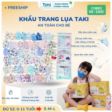 Khẩu trang vải lụa 5d bé Taki cao cấp – Mềm mịn, ngăn bụi mịn, chống UV, giá ưu đãi 139k 2