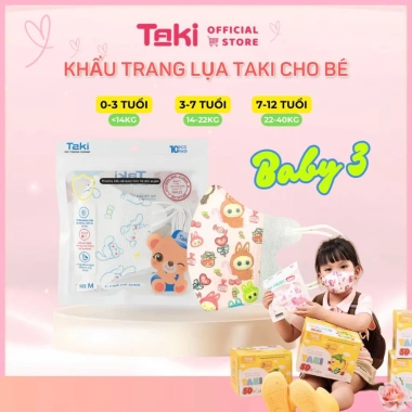 Khẩu trang vải lụa 5d bé Taki cao cấp – Mềm mịn, ngăn bụi mịn, chống UV, giá ưu đãi 139k 5