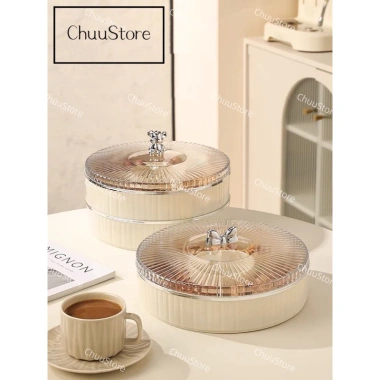 Khay đựng bánh kẹo hạt mứt Tết hình gấu nhựa nắp trong suốt 50.000 VND