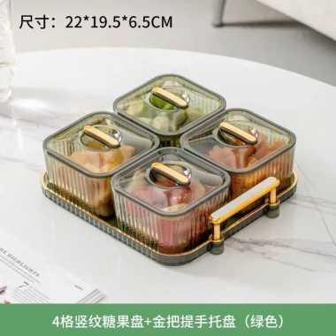 Khay Đựng Bánh Kẹo Mứt Tết 2.026 - Bộ 6 Hộp Nắp Đậy Màu Hồ Phách Sang Trọng, Giá 175k