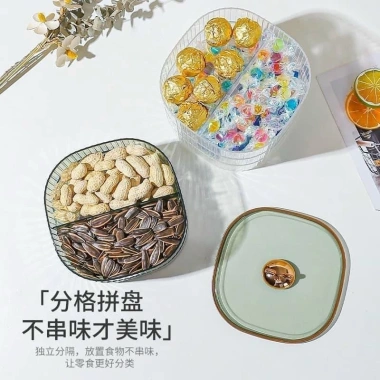 Khay đựng bánh kẹo nắp mèo FREESHIP 3 tầng trong suốt, ngăn chia tiện lợi, hộp mứt Tết nhựa giá 63.499đ, giảm còn 49.999đ 2