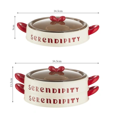 Khay Đựng Bánh Kẹo SERENDIPITY Tầng Chia Ngăn, Có Nắp, Quai Cầm Tiện Lợi - Giá Ưu Đãi 55k