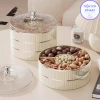 Khay đựng bánh kẹo Tết 2 tầng phong cách châu Âu, khay mứt tròn hình gấu mạ bạc - Giá chỉ 39.999đ