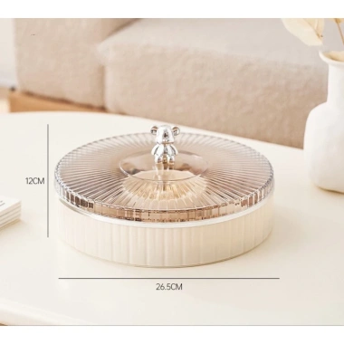 Khay đựng bánh kẹo Tết 2 tầng phong cách châu Âu, khay mứt tròn hình gấu mạ bạc - Giá chỉ 39.999đ