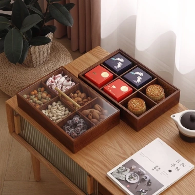 Khay Đựng Bánh Kẹo Tết AKIITO Gỗ Tự Nhiên Cao Cấp Hộp Mứt và Hạt 4-6