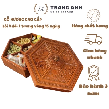 Khay đựng bánh kẹo Tết Trạm khắc chữ Phúc Lộc Thọ - Giá ưu đãi 258.000 VND