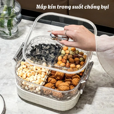 Khay Đựng Bánh Kẹo Vân Kim Cương Chia Ngăn, Hộp Mứt Hoa Quả Tết 2.026 Nắp Núm Tròn Chống ẩm 3 Khay Đựng Bánh Kẹo Vân Kim Cương Chia Ngăn, Hộp Mứt Hoa Quả Tết 2.026 Nắp Núm Tròn Chống ẩm 3
